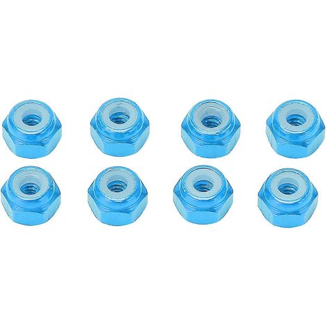 Écrous autobloquants en alliage d'aluminium M2, doublure nylon, lot de 8, pour modèles RC Axial SCX24 1/24, fixation hexagonale résistante. (1/5)
