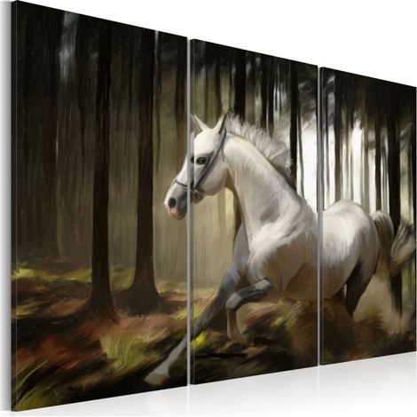 Tableau Imprimé "Cheval Blanc Parmis Les Arbres" 40 x 60 cm (1/2)