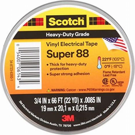 3 M DEUTSCHLAND-KABEL-TEX BANDE ISOLANTE PVC ÉLECTRIQUE 19 SCOTCHSUPER88 X 6 CM (1/5)