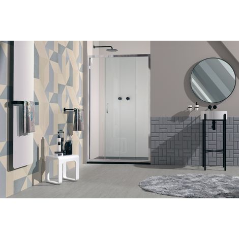 Nicchia doccia 120 cm scorrevole con profili in alluminio brillantato cromo e finitura pannelli trasparente - Cee Art