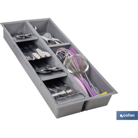 Portaposate con 7 scomparti 20x45x6,5 cm grigio