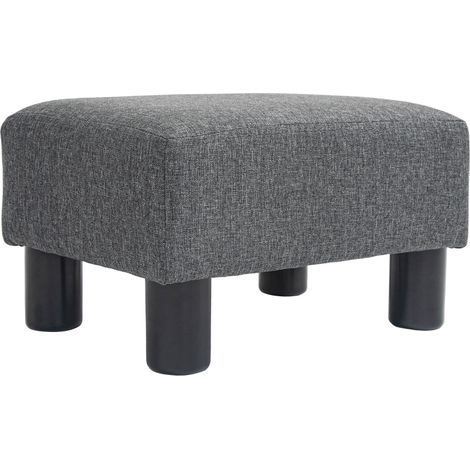 Tabouret, en lin, rembourré, avec repose-pieds, gris foncé, pour chambre, salon, assise d’appoint, format pratique, style moderne et facile à associer