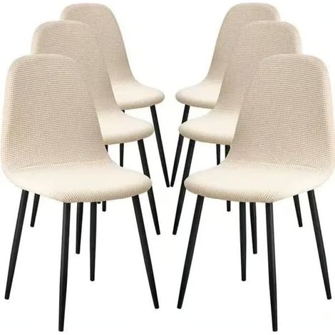 Ensemble de 6 chaises de style scandinave, housses de chaises de salle à manger nordiques, housses de chaises extensibles pour la cuisine (1/4)