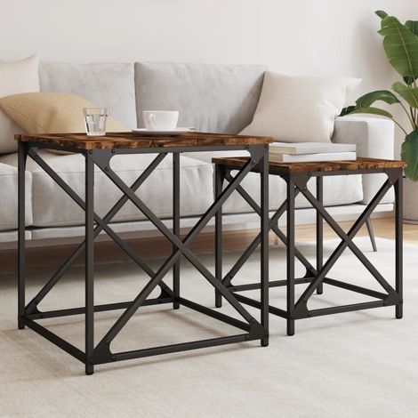 vidaXL Tables basses gigognes 2 pcs chêne fumé bois d'ingénierie (1/5)