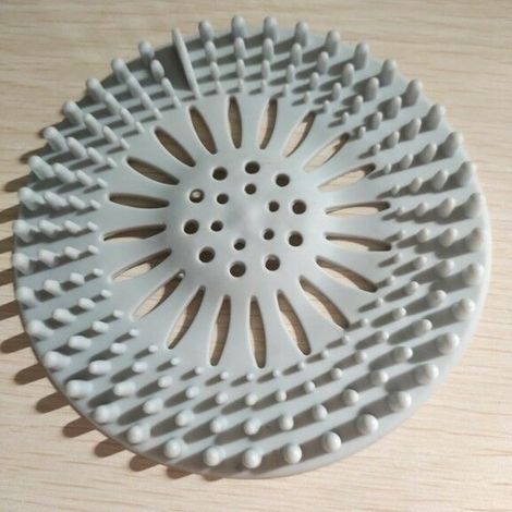 Couvercles de Drain de Douche, Filtre Attrape Cheveux Douche Silicone Tube Drainer Attrape Cheveux Bouchon avec Ventouse pour Cuisine Salle de Bain(gris clair) (1/4)
