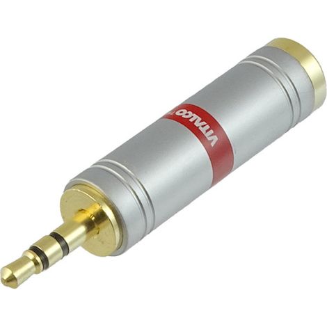 Adaptateur jack stéréo chromé 3,5 mm - prise jack 6,3 mm (1/2)