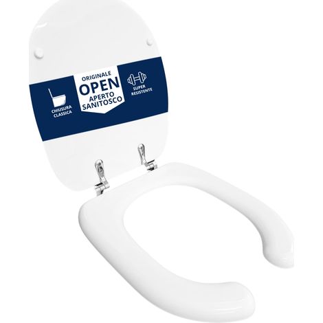 Copriwater Disabili Originale Open Aperto Sanitosco legno rivestito in resina poliestere bianco (1/4)