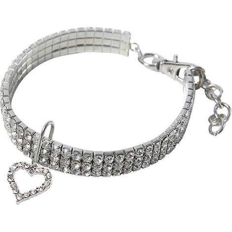 Collar con colgante de corazón circular para mascota, 3 piezas de cadena de tela para el cuello (1/5)