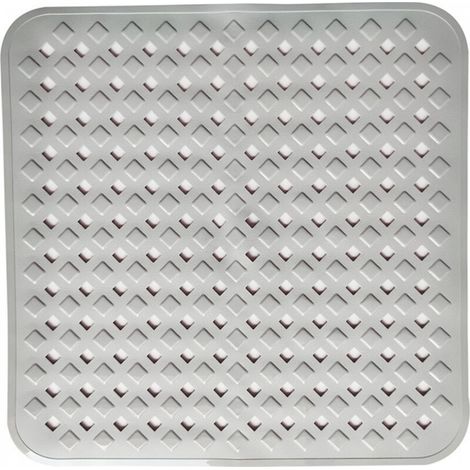 (Gris) Tapis de douche antidérapant pour peaux sensibles 53 x 53 cm, sans BPA, tapis de douche antidérapant anti-moisissure, tapis de sol de salle de bain lavable en machine (1/5)