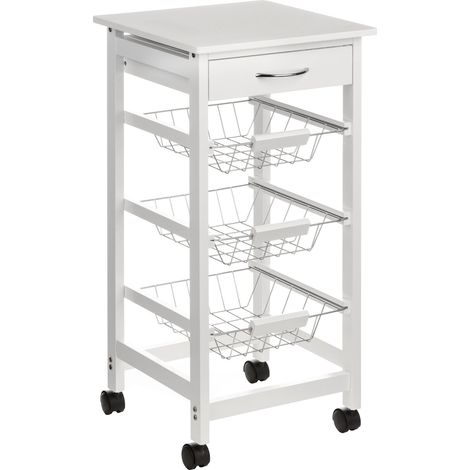 Premier Housewares White Veneer Finish Kitchen Trolley (1/3)