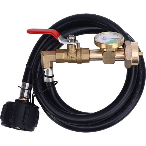 Adaptateur remplissage gaz camping-car avec jauge – Vanne ON Off 3 pieds extension réservoir 1 Lb, gaz (1/5)