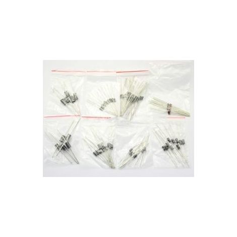 Pack 100 Diodos - 8 modelos diferentes, 1N4148,1N4007,1N5819,1N5399,FR107,FR207,1N5408,1N5822 (1/2)