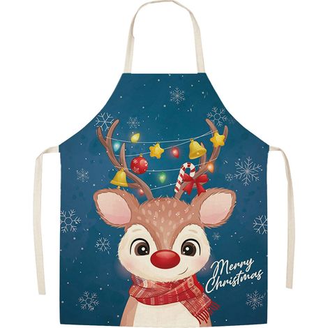 Tablier De Cuisine - Tablier En Lin - Pour Cuisiner Et Tâches Ménagères - 65 X 75 Cm - Unitaire (1/4)