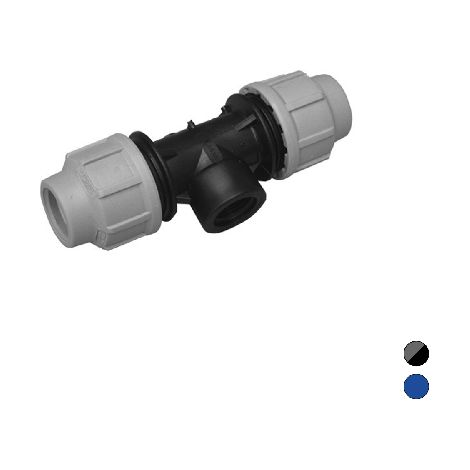 TEE A 90  °  C/DERIVAZIONE FEMMINA IKARO RACCORDO PER POLIETILENE- 2 x 63- IKARO- pezzi 5