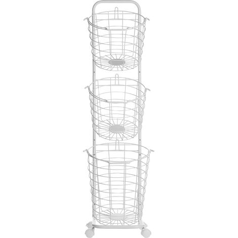 Carro de almacenamiento 3 niveles metal blanco cestas con asas giratorias accesorio cocina baño toallas periódico frutas verduras Ayapal (1/5)