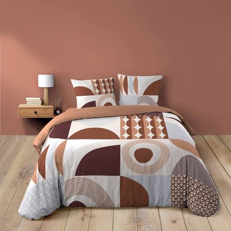 Parure de Lit 3 Pièces "Gemma" 240x220cm Terracotta