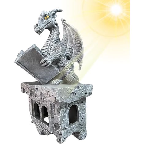 Drachenfigur Solarlampe Drachenstatue mit Solarbeleuchtung