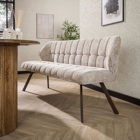 Banc 180x58x81 cm en tissu texturé sable et bronze - JORDI