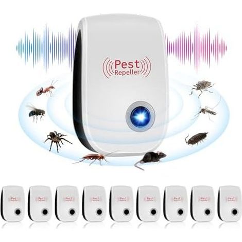 Insektenschutzgerät für den Innenbereich zum Einstecken, Ultraschall-Mäuseabwehrgerät und LED-Taschenlampe, wehrt effektiv Mücken, Ameisen, Kakerlaken und Schädlinge ab (1/5)