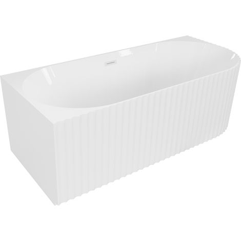 Mexen Gia bañera exenta de esquina acanalada izquierda 170 x 80 cm, blanco brillo, rebosadero blanco - 52701708000L-20 (1/3)