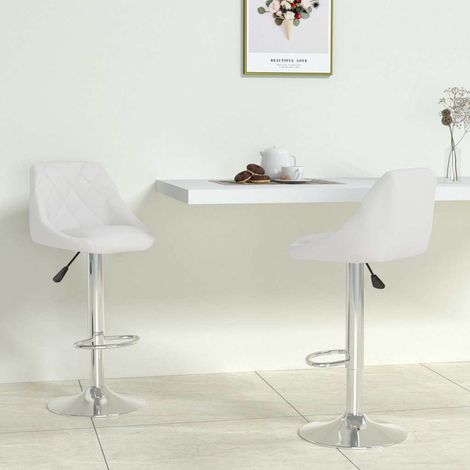 vidaXL Taburetes de cocina 2 unidades cuero sintético blanco (1/5)