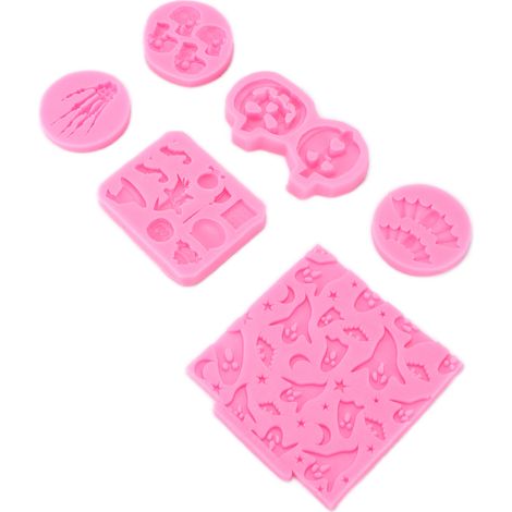 6 Moules en Silicone Halloween Fantôme, Squelette, Chauve-souris - Antiadhésif, Réutilisables pour Pâtisserie (1/5)