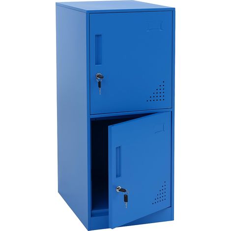 [NON UTILIZZATO] Armadietto HHG-509, con serratura, armadio ufficio faldoni documenti, con 2 ante, 90x38x45cm, acciaio, blu