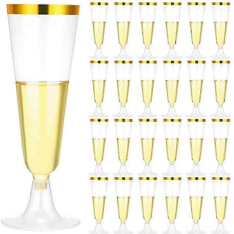 Disposable champagne flutes, transparent champagne flutes, transparent toasting glasses, 25 pieces, 150 ml (1/5)