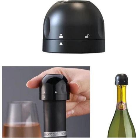Bouchon Pour Champagne - Bouchon Pour Vin - Scellage Sous Vide - Diamètre Intérieur 17,5 À 18 Mm - Noir - 1 Pièce