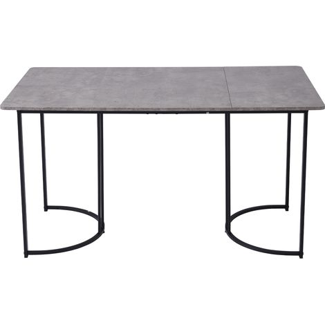Gruppo pranzo 5 pezzi tavolo 140x80 cm in MDF grigio con gambe nere e 4 sedie in velluto (1/5)
