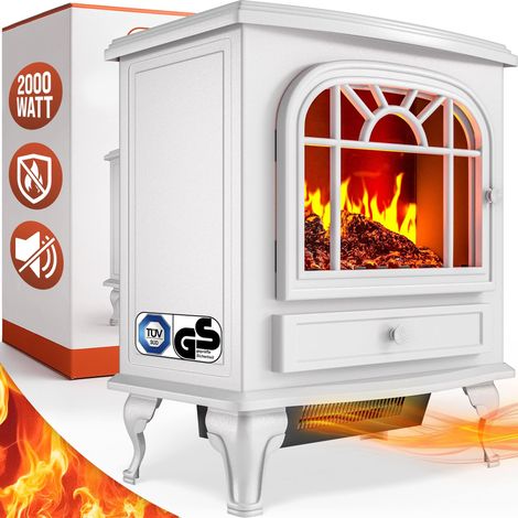 Deuba – Cheminée électrique 2000W – Chauffage réglable – Illusion de feu – Design vintage pour intérieur – Matériaux : plastique, verre, métal (1/8)
