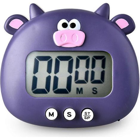 Minuteur de cuisine numérique à compte à rebours avec horloge visuelle magnétique à grand écran LCD, réveil à suspendre --- Veau violet (1/5)