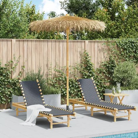Vidaxl – Parasol droit tiki 180 cm en bambou – Toile en feuille de bananier – Mât robuste pour stabilité – Idéal pour terrasses et jardins