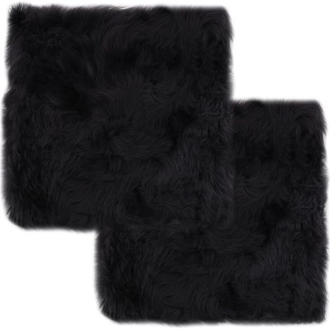 Ensemble de deux coussins pour canapé-lit, coussin d'assise confortable, gris foncé, 40 x 40 cm, véritable peau de mouton - AD83903 (1/4)