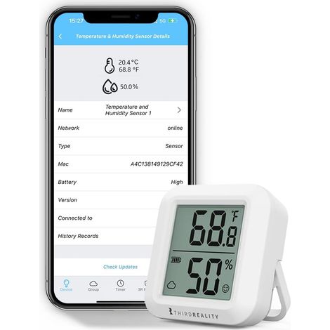 Capteur de température et d'humidité Zigbee avec écran LCD numérique, hub ZigBee requis, enregistrement dans l'application, surveillance à distance et automatisation domestique (1/5)