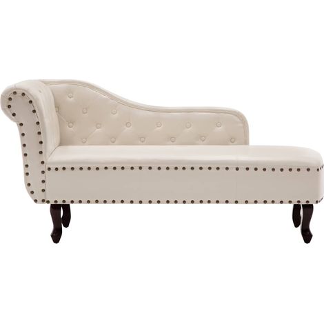 Chaise longue, Fauteuil Relax, pour Jardin Balcon Camping, Blanc crème Similicuir OIB4612E (1/5)
