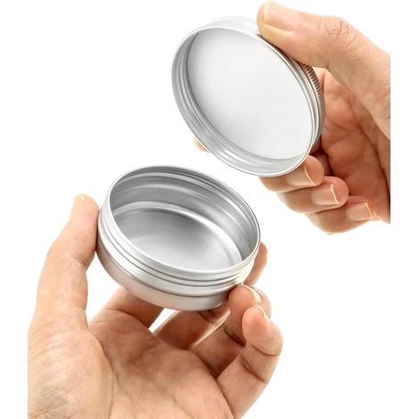 ® 24 Pièces Pots Rond en Aluminium avec Couvercle, Pot Vide Cosmétiques Pot Vide Cosmétiques pour Maquillage, Crème, Baume à Lèvres, Stockage de Voyage (60ml)