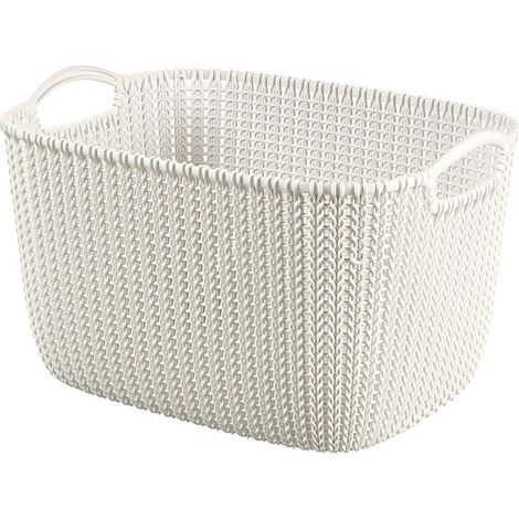 Panier de rangement, rectangulaire, aspect tricoté en plastique (1/3)
