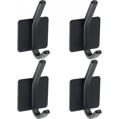 4 crochets adhésifs patère inox SUS304 noir, porte manteau (1/5)