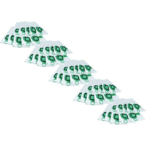 vhbw 50x sacchetto compatibile con Vorwerk folletto VK140, VK150, VK 140, VK 150 aspirapolvere - in microfibra, 26cm x 14cm, bianco / verde (1/4)