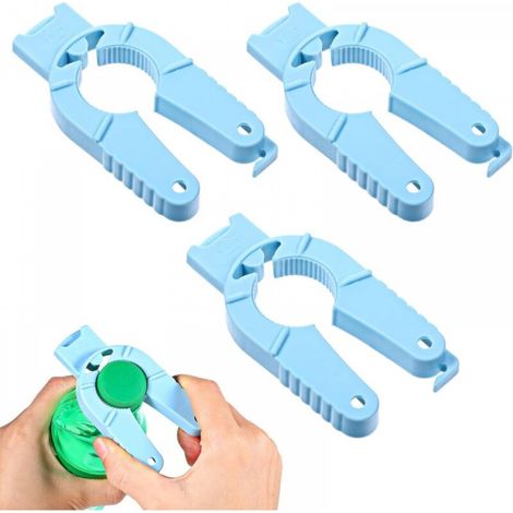 Décapsuleur multifonctionnel, décapsuleur en plastique, décapsuleur pour bouteille d'eau pour personnes âgées, ouvre-boîte, décapsuleur, bleu, prise en main facile pour les mains arthritiques, 3 pièce (1/4)