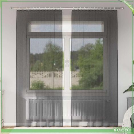 Rideaux en voile - FAFEISY - 4102168 - Noir - Passe-tringle - 2 pièces (1/5)