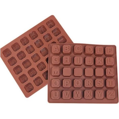 Moule Silicone Lettre 26 - Spaces Ice Cube - Gâteau Bbaking - Marron - 18 15 1,5 cm-Ywey (1/4)
