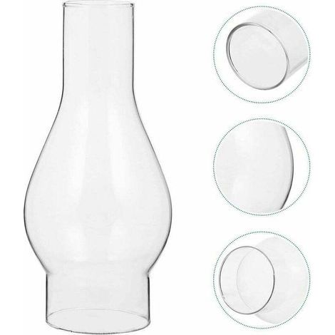 Lampenschirm aus Klarglas für Öllampe, Glas-Kaminschirm für Petroleumlampe, Lampenschirm für Petroleumlampe, austauschbare Zubehörteile (Größe: Klein) (1/5)