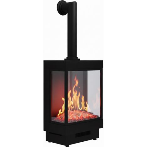 Chemin'Arte – Cheminée électrique 2000W avec thermostat – Effet flammes LED 3 faces – Pilotage Wifi et télécommande – Pour pièces jusqu'à 30 m²