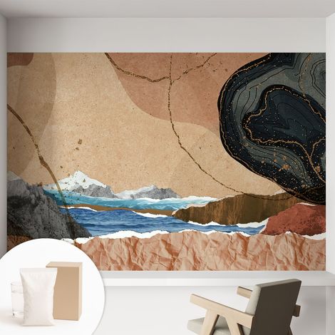 Newroom Tapete Dekorative Vliestapete mit Kleber Modern für Wohnzimmer Schlafzimmer Abstrakte Landschaft 152x104 cm (1/5)