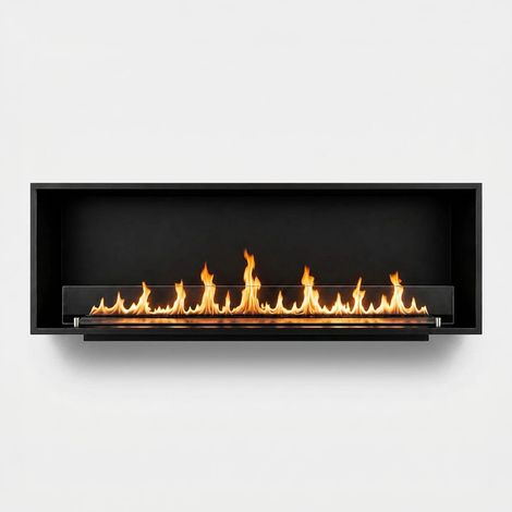 Camino Bioetanolo da Incasso Frontale 150x30 cm 4kW Nero Bruciatore 3L (1/5)