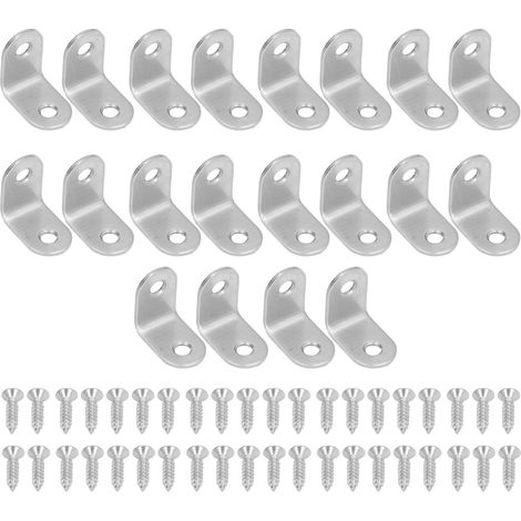 Lot 20 équerres de fixation en acier inoxydable avec kit de vis pour armoire bibliothèque (1/5)