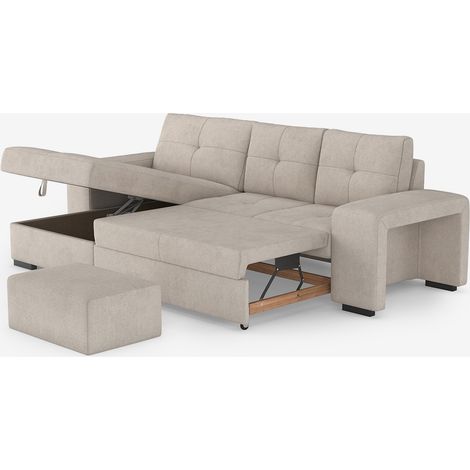 3-Sitzer Schlafsofa mit linker Eckbox und Hocker Saro - Grau (1/5)