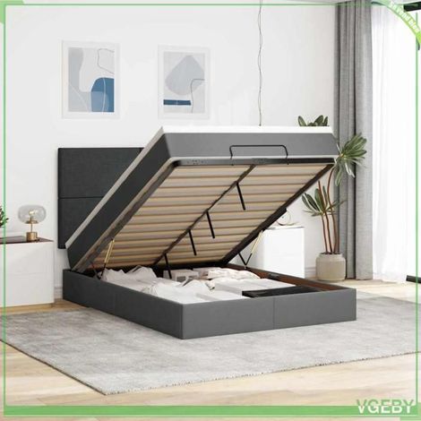 Cadre de lit ottoman avec matelas - Modèle 3313079 - Gris foncé - 140x200 cm - Rangement hydraulique (1/5)